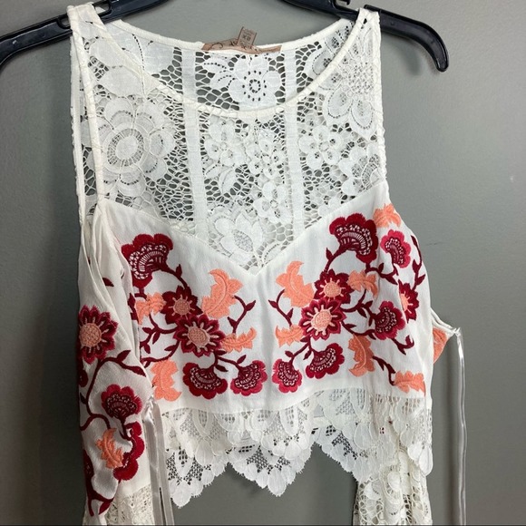 For Love and Lemons top Extra Small sleeves Cecelia Crop embroidered lace - Picture 7 of 10